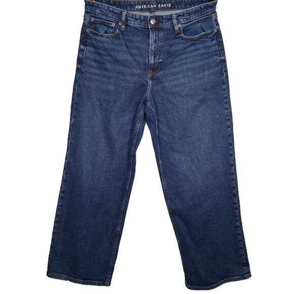 American Eagle Outfitters Denim - American Eagle Stovepipe Jeans Women 12 Stretch Wide Leg Blue Denim Pants